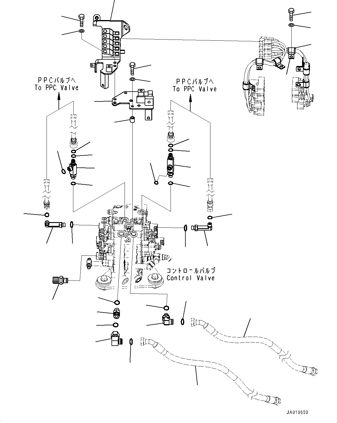 Bulldozers Komatsu / D39PX-23 S/N 90001-UP(0000693C) / Control Valve, Bracket and Elbow (#90001-)(H003013 : H0120-002013)