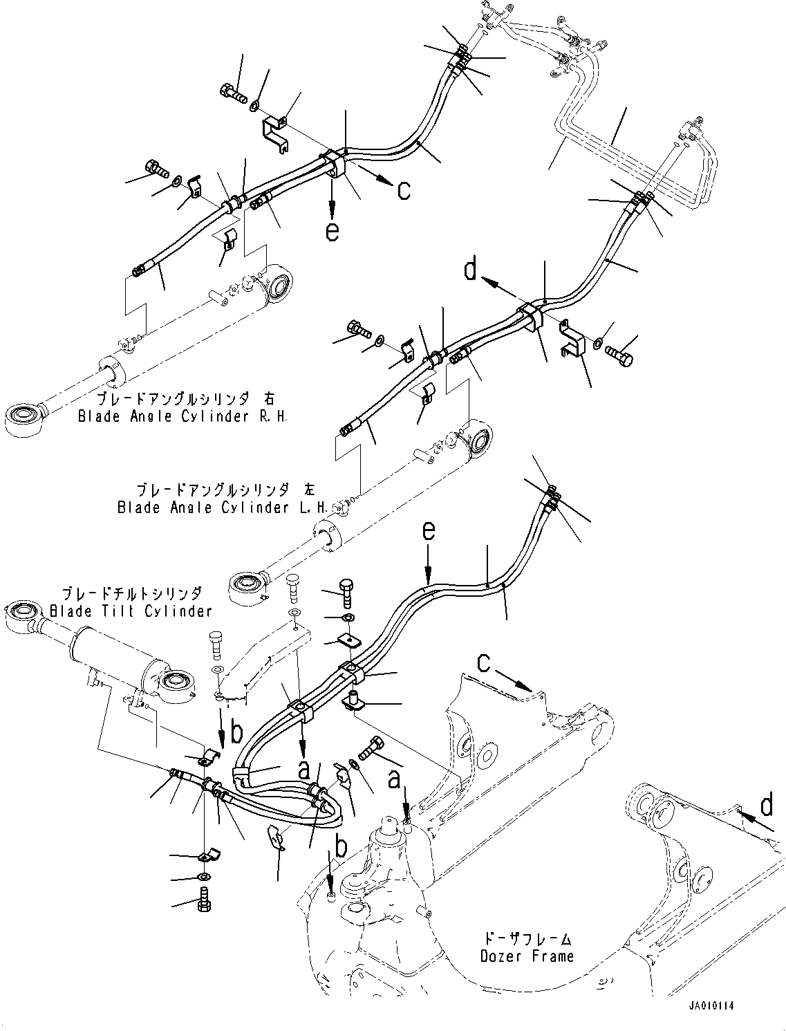 Bulldozers Komatsu / D39PX-23 S/N 90001-UP(0000693C) / Dozer Hydraulic Piping, Blade Angle and Blade Tilt Piping (#90001-)(T008001 : T2160-001001)