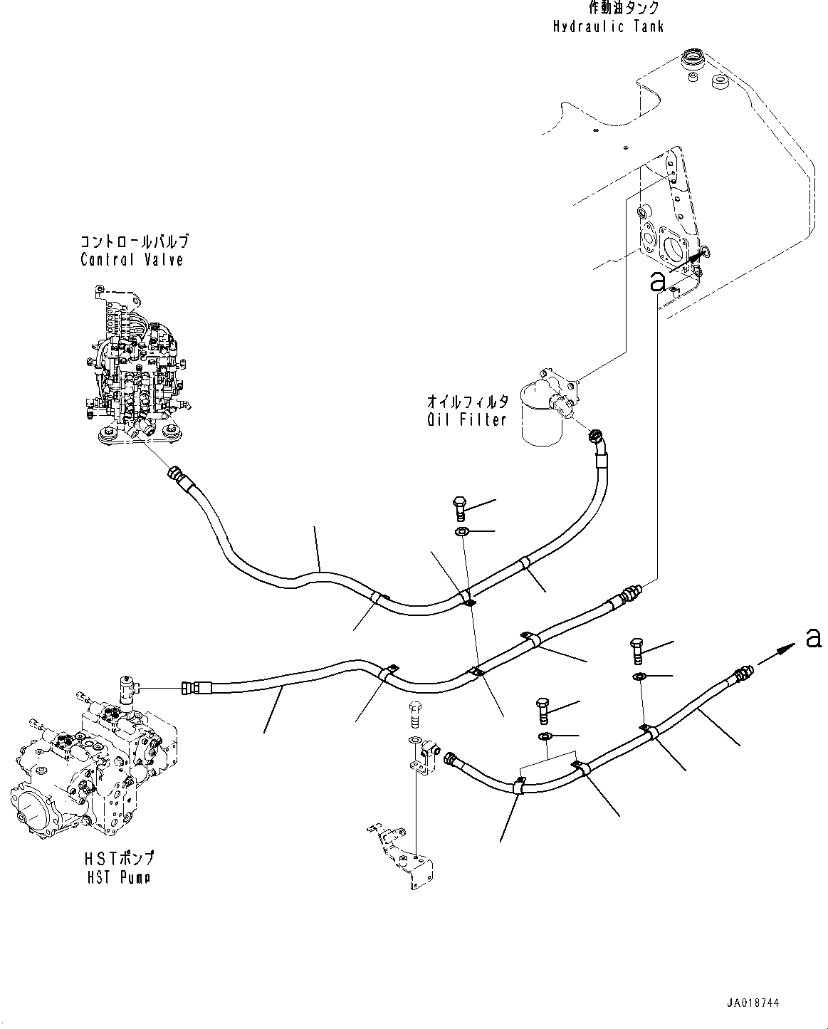 Bulldozers Komatsu / D39PX-23 S/N 90001-UP(0000693C) / Drain Piping, Hydraulic Tank Drain Piping (#90493-)(H008003 : H0340-002003)
