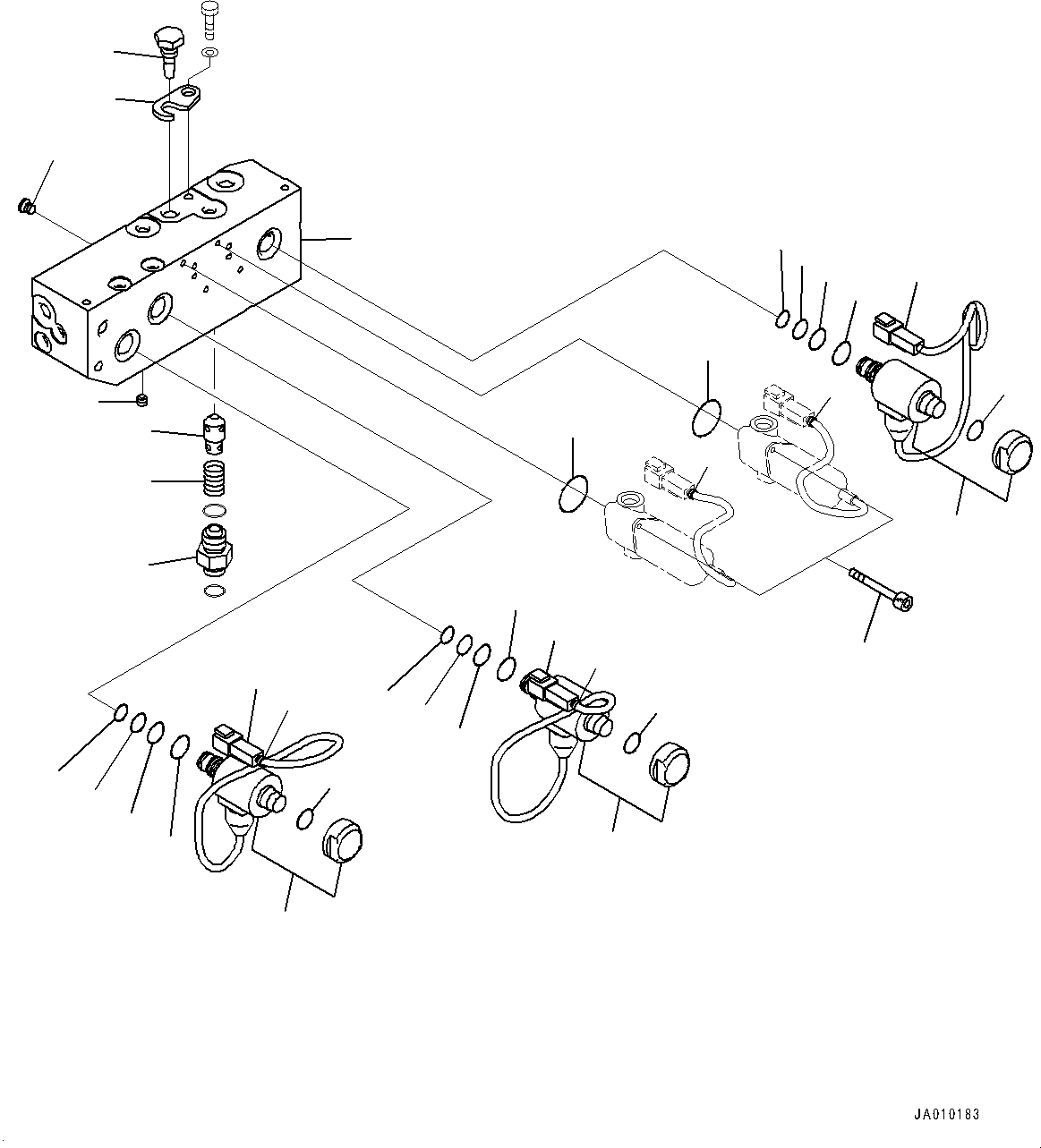 Bulldozers Komatsu / D39PX-23 S/N 90001-UP(0000693C) / Proportional Pressure Control (PPC) Piping, Solenoid Valve (#90001-)(H010005 : H1840-001005)