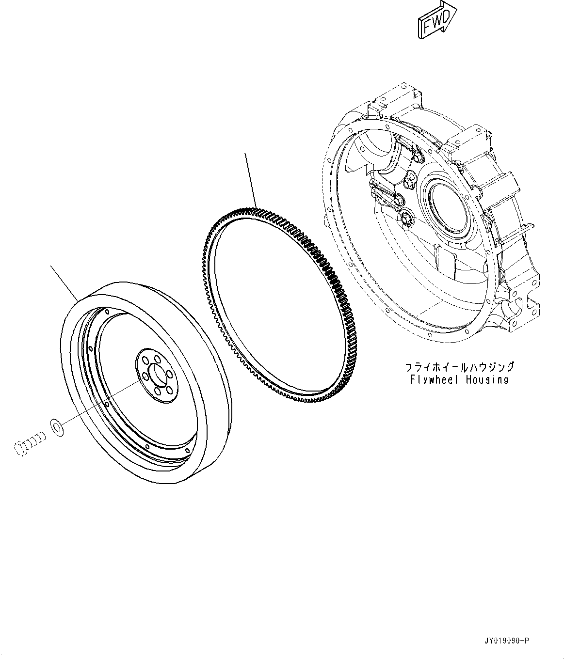 Engines Komatsu / SAA4D95LE-6AA S/N 700001-UP (For D37EX-23/D37EXI-23/D37PX-23/D37PXI-23)(0000695C) / Flywheel (#700001-)(B006001 : AFW00-001001)