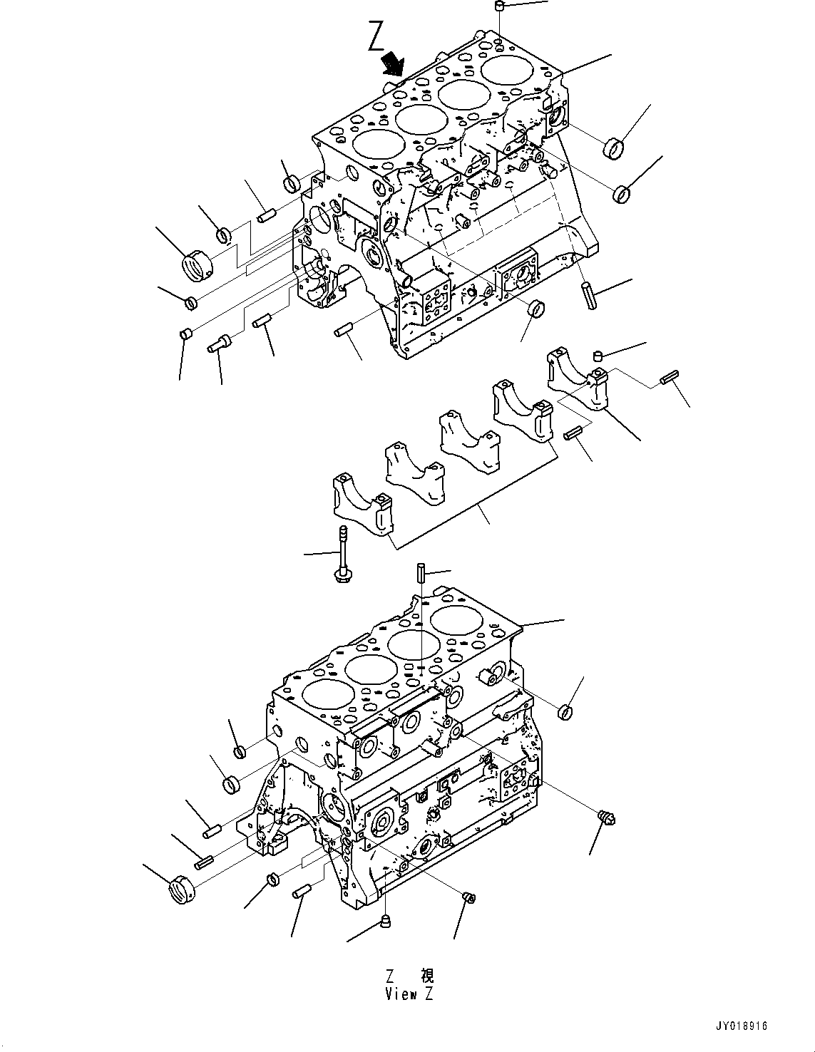 Engines Komatsu / SAA4D95LE-6AA S/N 700001-UP (For D37EX-23/D37EXI-23/D37PX-23/D37PXI-23)(0000695C) / Cylinder Block, Gauge Cylinder (#700001-)(B009003 : ABB00-001003)