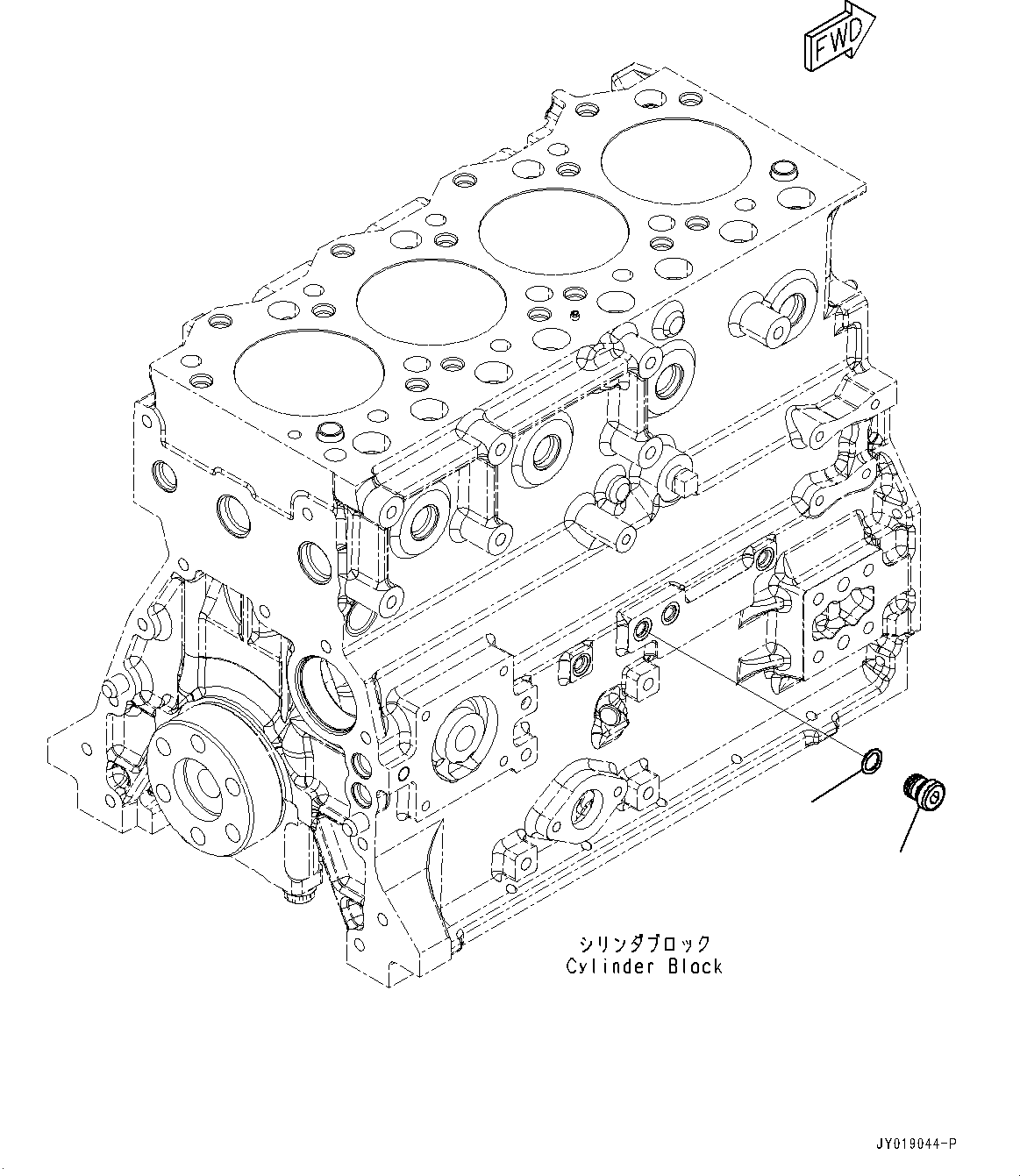Engines Komatsu / SAA4D95LE-6AA S/N 700001-UP (For D37EX-23/D37EXI-23/D37PX-23/D37PXI-23)(0000695C) / Cylinder Block Plug, 1/2 (#700001-)(B010001 : ASD40-001001)