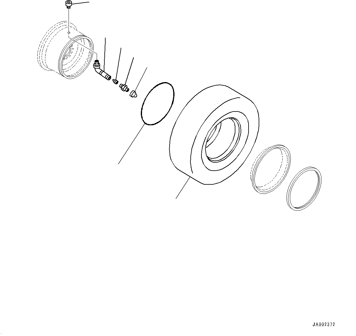 Wheel Loaders Komatsu / WA320-7 S/N 80001-UP(0000706H) / Rim, for Tyre Size 20.5R25, Valve(S005002 : S0110-005002)