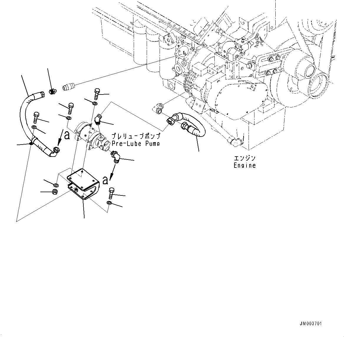 Komatsu parts book diagram for HD1500-7 S/N 80138-UP (-40 deg C) Chassis only: ENGINE RELATED PARTS, PRE-LUBRICATING PUMP RELATED PARTS (#80138-)