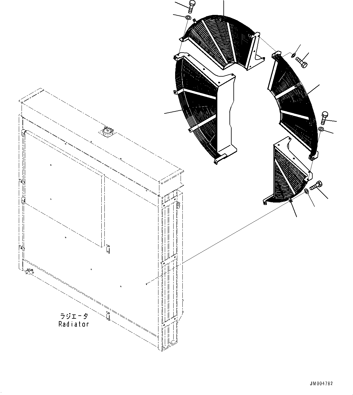 Komatsu parts book diagram for HD1500-7 S/N 80138-UP (-40 deg C) Chassis only: COOLING SYSTEM, FAN GUARD (#80229-)