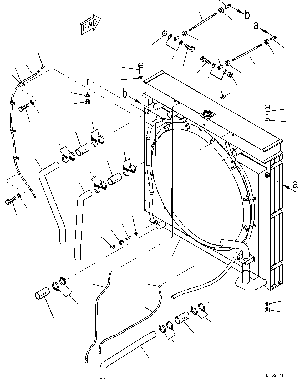 Komatsu parts book diagram for HD1500-7 S/N 80138-UP (-40 deg C) Chassis only: COOLING SYSTEM, RADIATOR (#80138-)