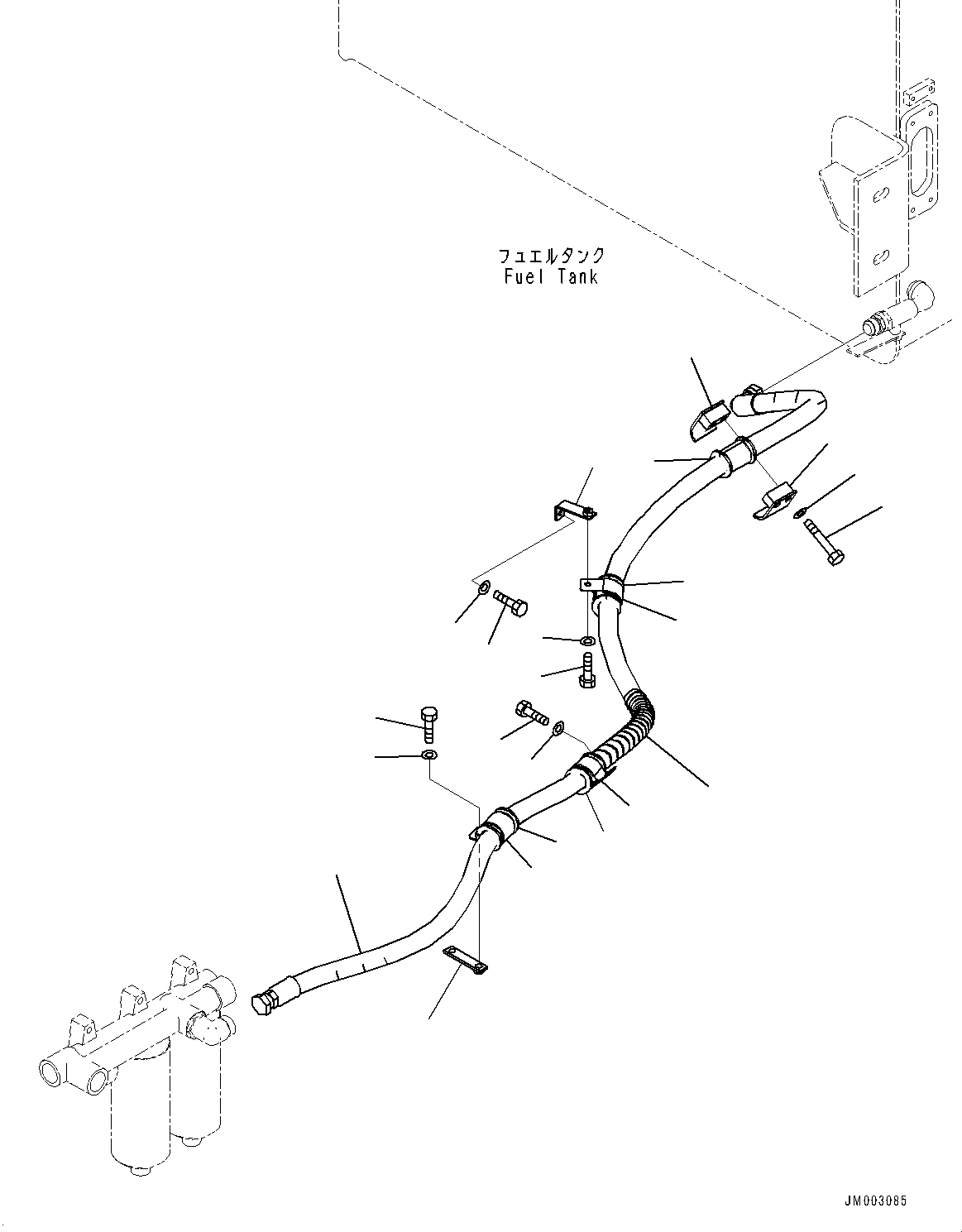Komatsu parts book diagram for HD1500-7 S/N 80138-UP (-40 deg C) Chassis only: FUEL PIPING, SUCTION PIPING (#80138-80221)