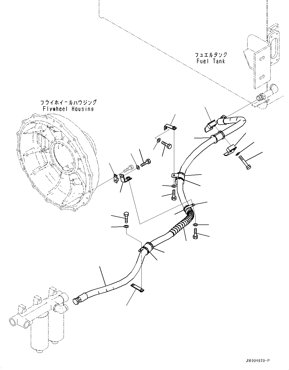 Komatsu parts book diagram for HD1500-7 S/N 80138-UP (-40 deg C) Chassis only: FUEL PIPING, SUCTION PIPING (#80222-)