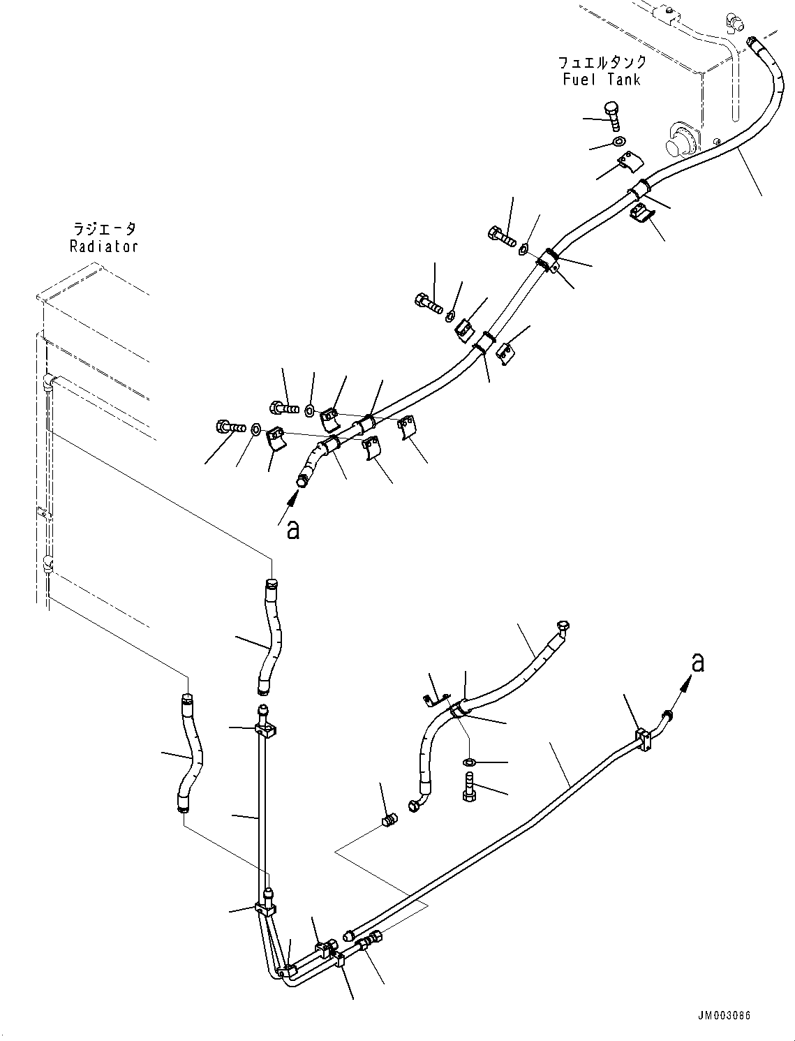Komatsu parts book diagram for HD1500-7 S/N 80138-UP (-40 deg C) Chassis only: FUEL PIPING, RETURN PIPING (#80138-)