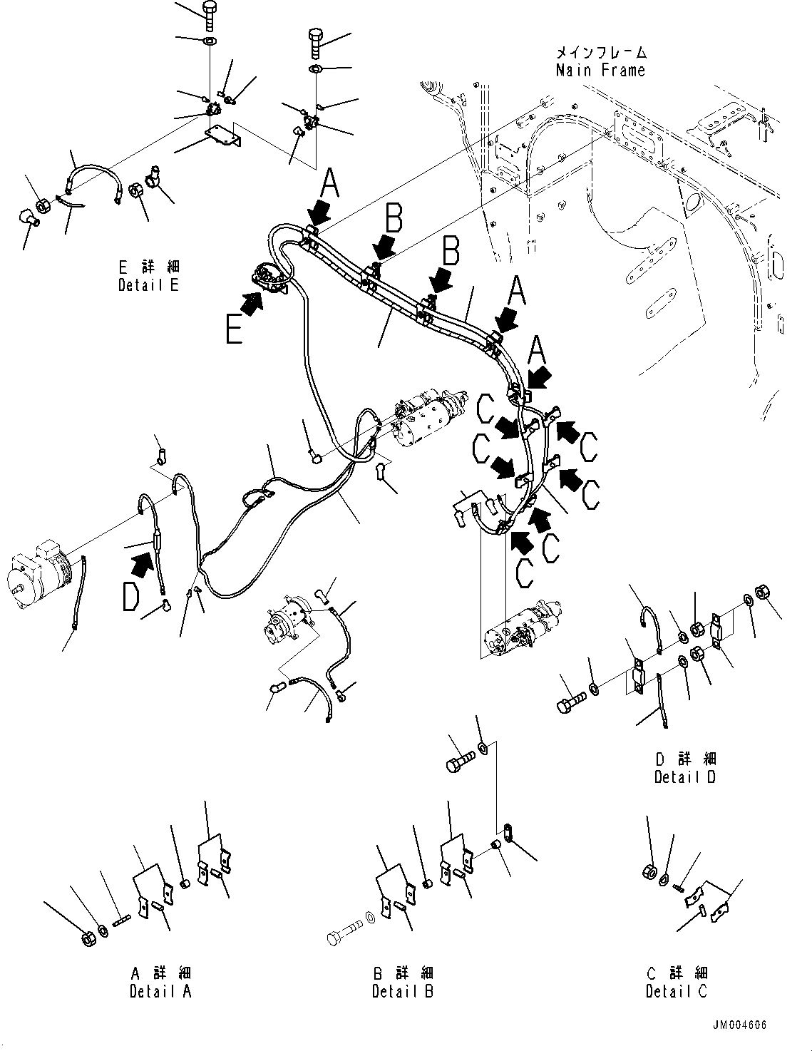 Komatsu parts book diagram for HD1500-7 S/N 80138-UP (-40 deg C) Chassis only: ENGINE WIRING HARNESS, (1/2) (#80138-)