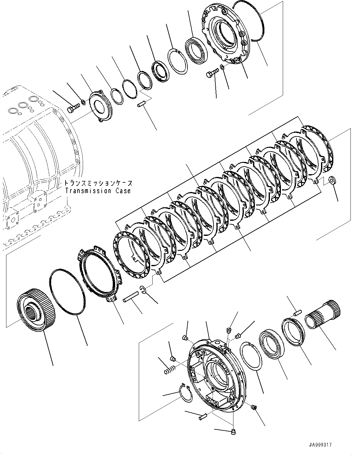 Komatsu parts book diagram for HD1500-7 S/N 80138-UP (-40 deg C) Chassis only: TORQUE CONVERTER AND TRANSMISSION, CARRIER (1/4) (#80138-)