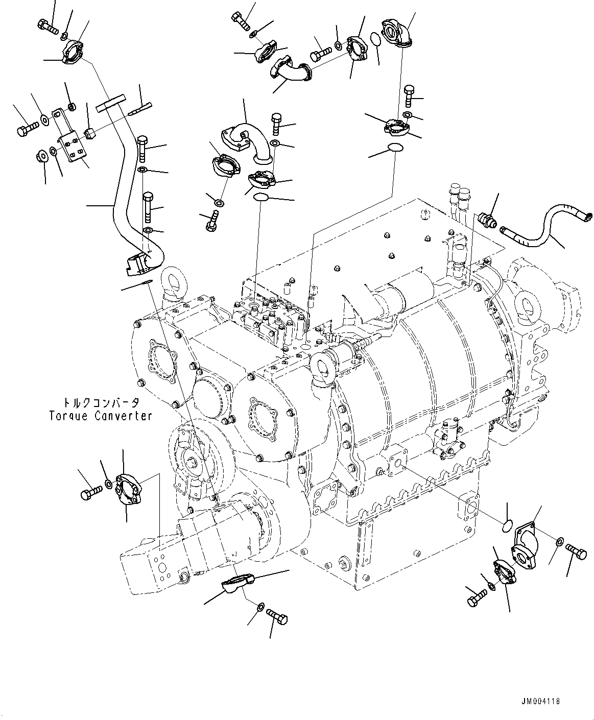 Komatsu parts book diagram for HD1500-7 S/N 80138-UP (-40 deg C) Chassis only: TORQUE CONVERTER AND TRANSMISSION, WIRING HARNESS MOUNTING (#80138-)