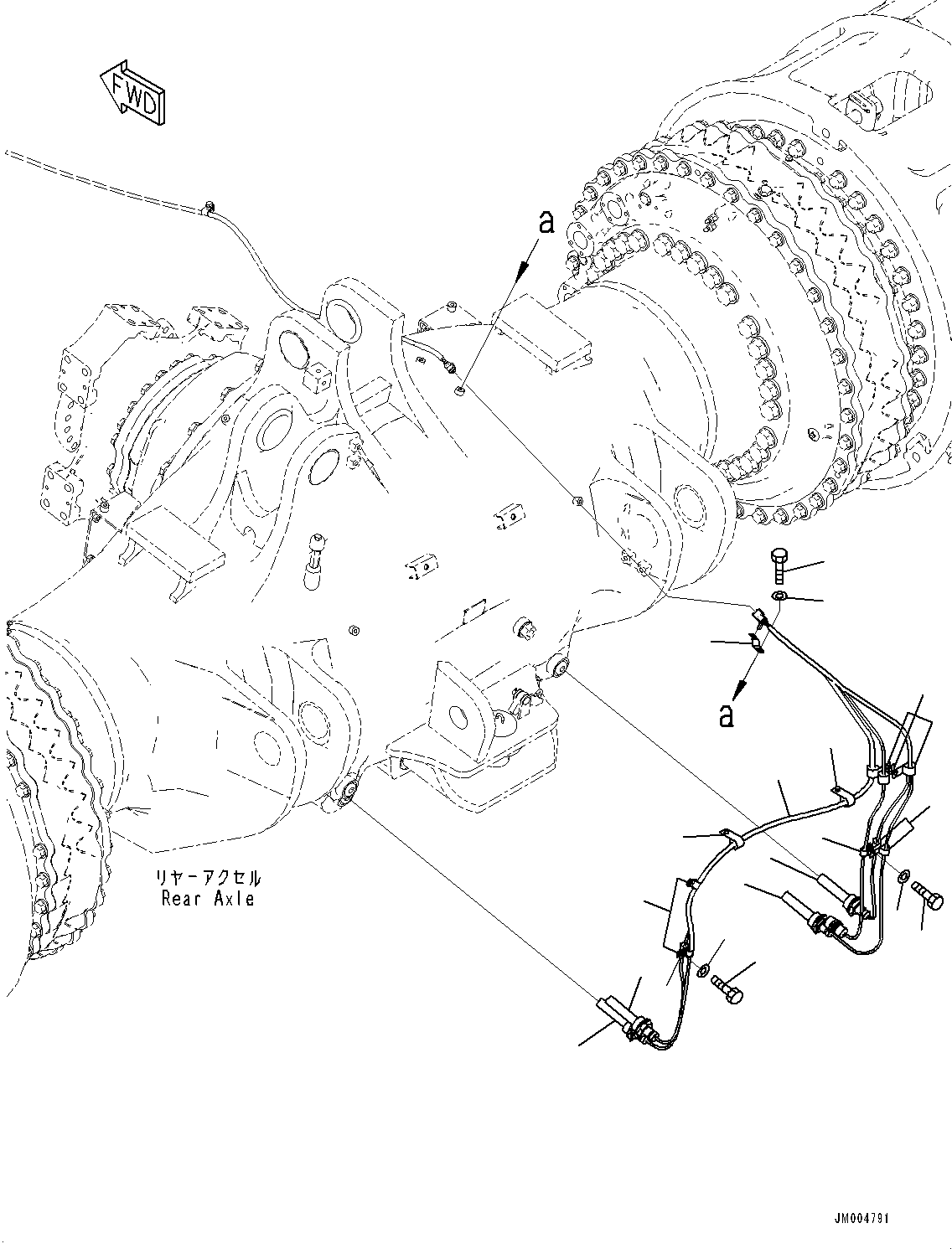Komatsu parts book diagram for HD1500-7 S/N 80138-UP (-40 deg C) Chassis only: REAR AXLE HEATER,  (#80222-)