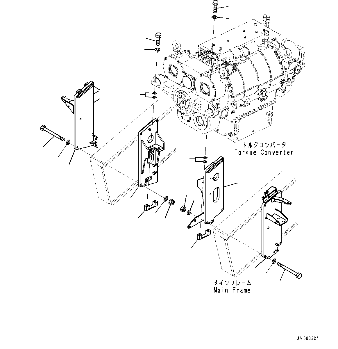 Komatsu parts book diagram for HD1500-7 S/N 80138-UP (-40 deg C) Chassis only: TRANSMISSION MOUNTING, FRONT (#80138-)