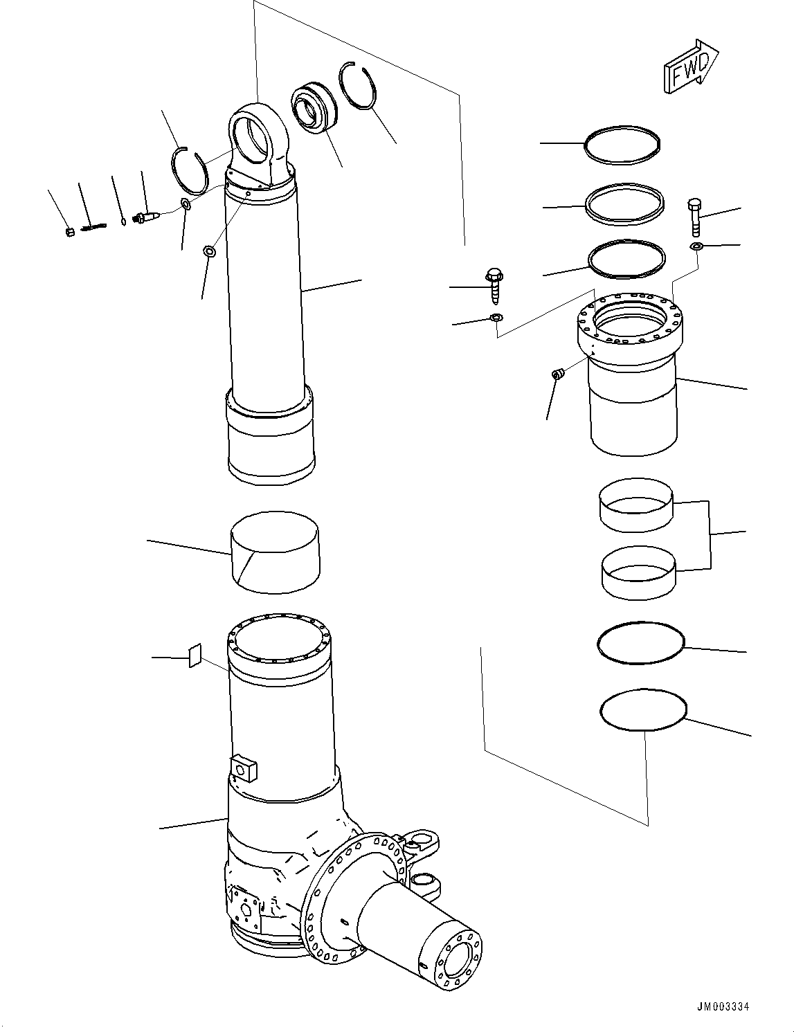 Komatsu parts book diagram for HD1500-7 S/N 80138-UP (-40 deg C) Chassis only: FRONT DRIVE AXLE, SUSPENSION, R.H. (1/2) (#80138-)