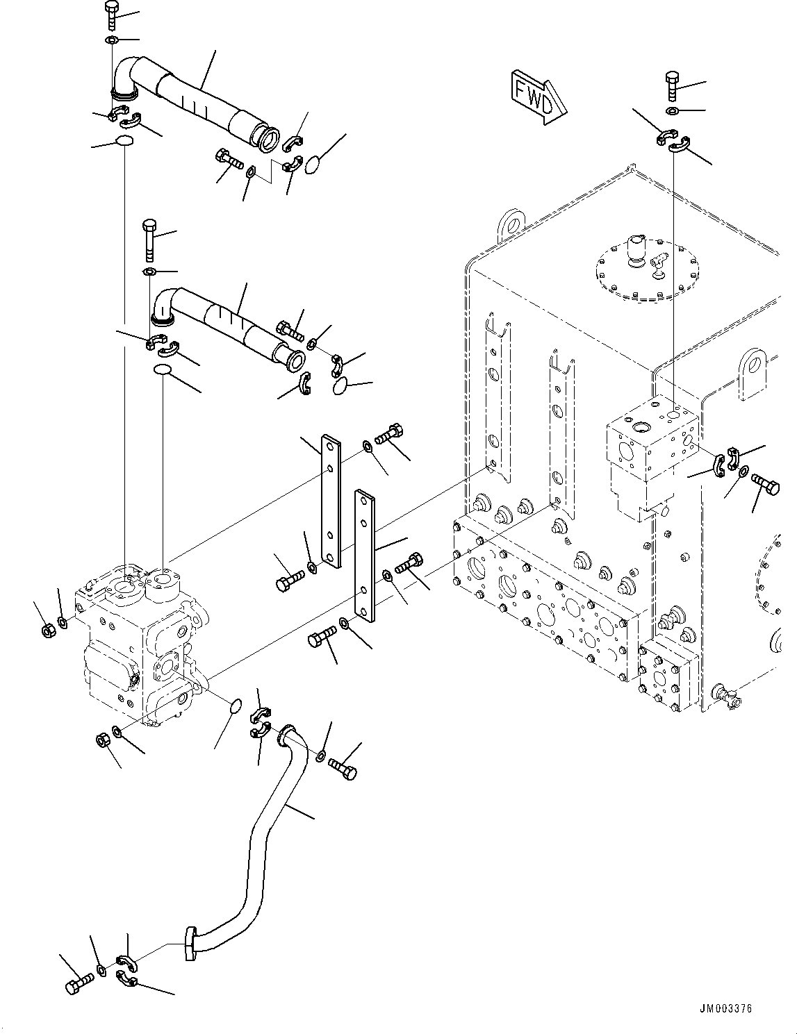 Komatsu parts book diagram for HD1500-7 S/N 80138-UP (-40 deg C) Chassis only: HYDRAULIC TANK GROUP, HOIST VALVE PIPING (1/2) (#80138-)