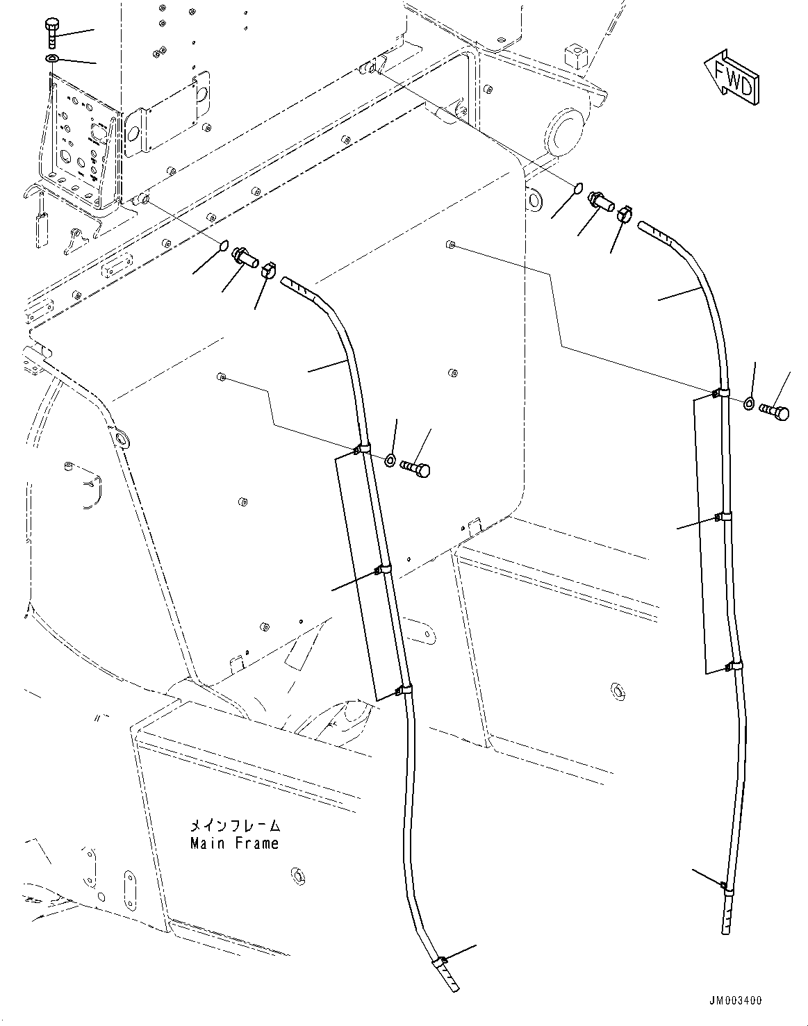 Komatsu parts book diagram for HD1500-7 S/N 80138-UP (-40 deg C) Chassis only: HYDRAULIC CABINET MOUNTING (#80138-)