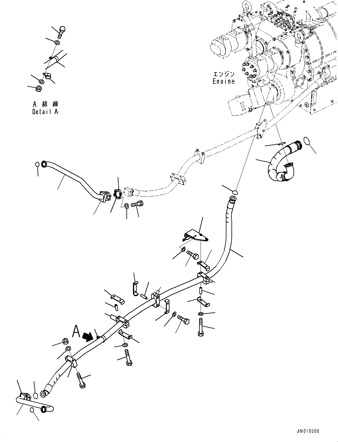 Komatsu parts book diagram for HD1500-7 S/N 80138-UP (-40 deg C) Chassis only: TRANSMISSION PIPING, RELATED PARTS (#80138-)