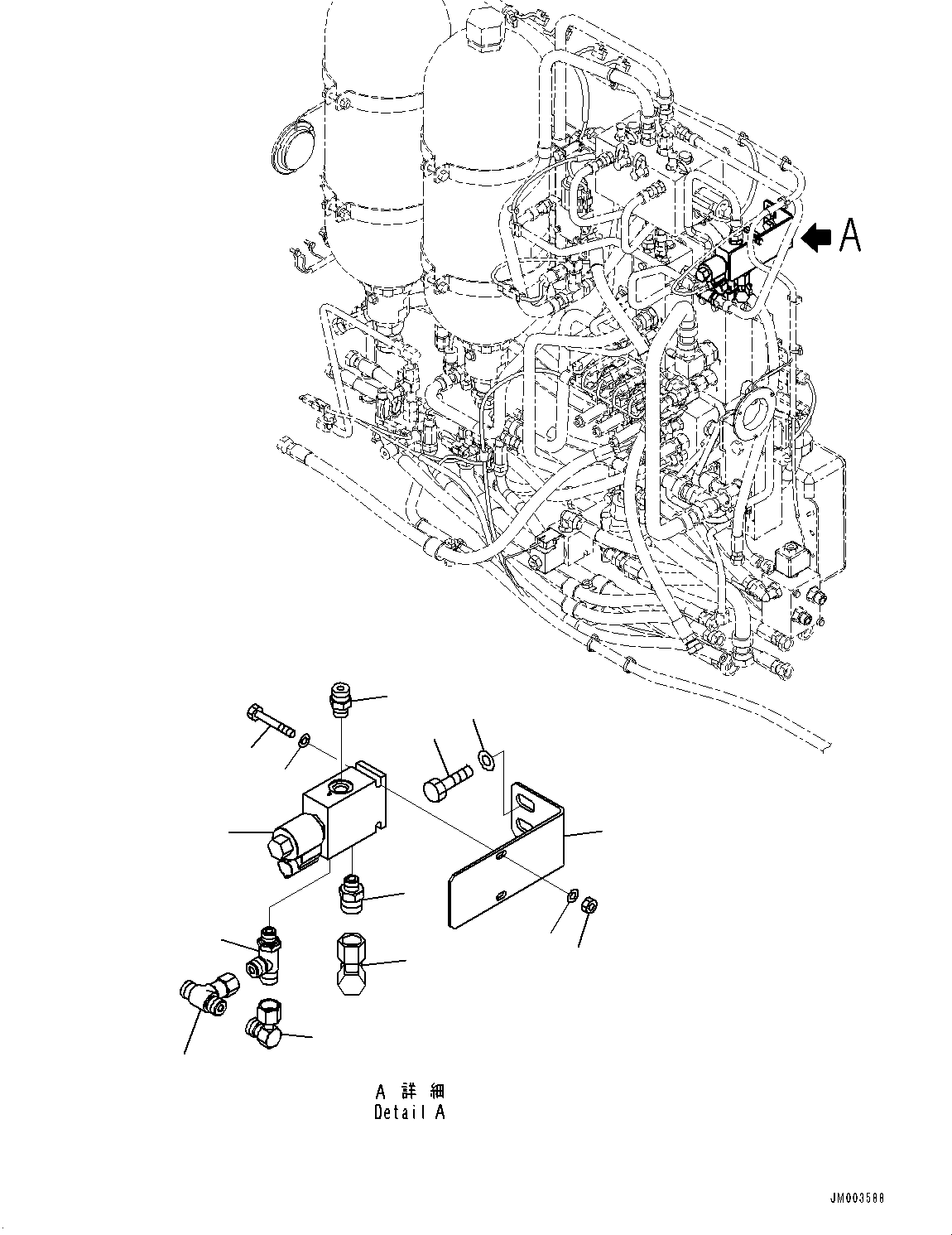 Komatsu parts book diagram for HD1500-7 S/N 80138-UP (-40 deg C) Chassis only: HYDRAULIC CABINET, FRONT PPC VALVE (#80138-)