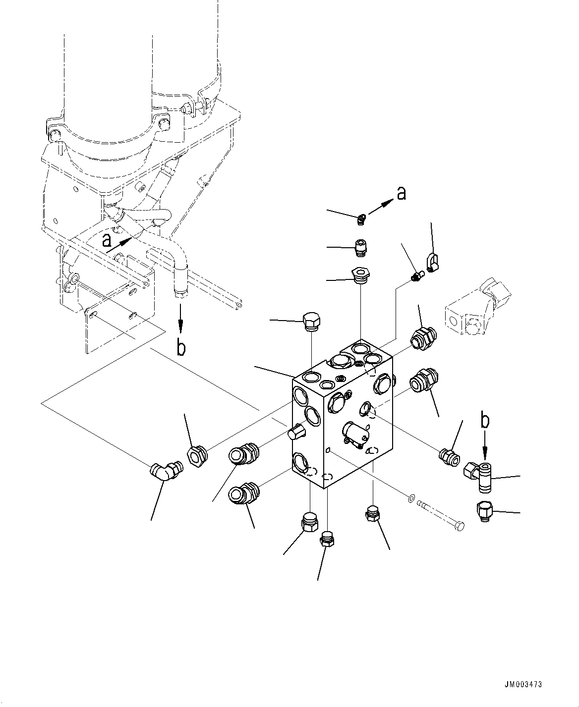 Komatsu parts book diagram for HD1500-7 S/N 80138-UP (-40 deg C) Chassis only: STEERING OIL PIPING, MANIFOLD (#80138-)