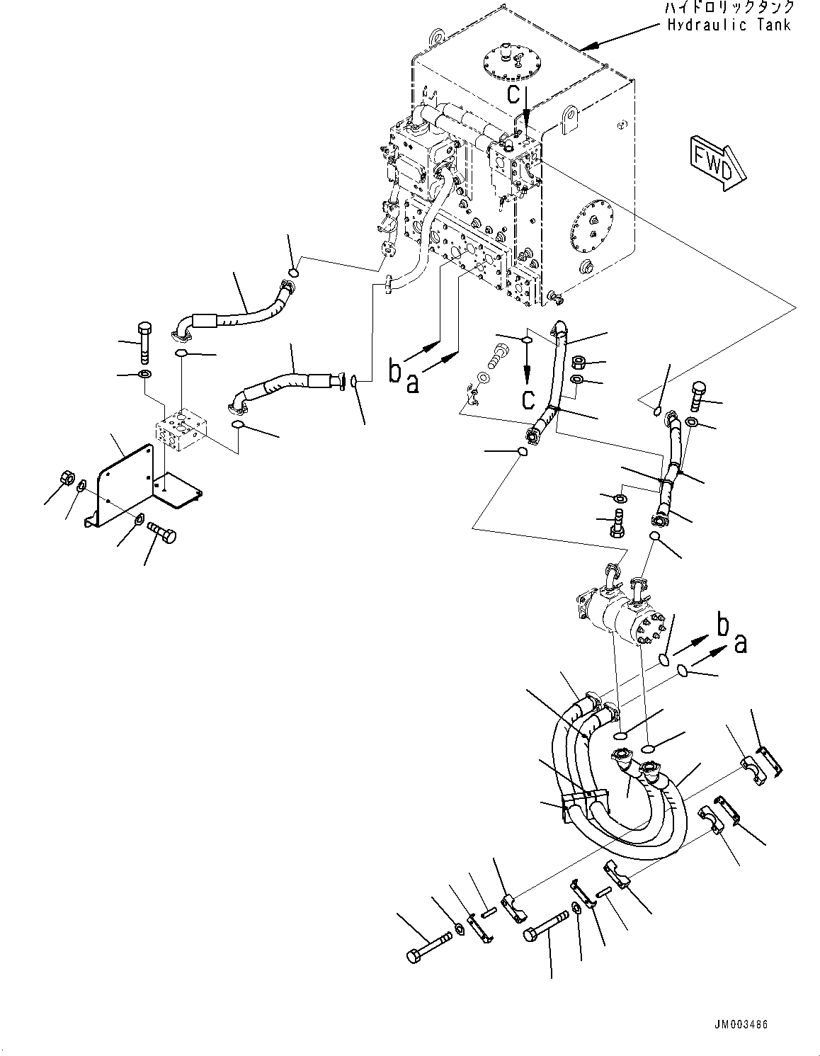 Komatsu parts book diagram for HD1500-7 S/N 80138-UP (-40 deg C) Chassis only: HOIST HYDRAULIC PIPING (#80138-)