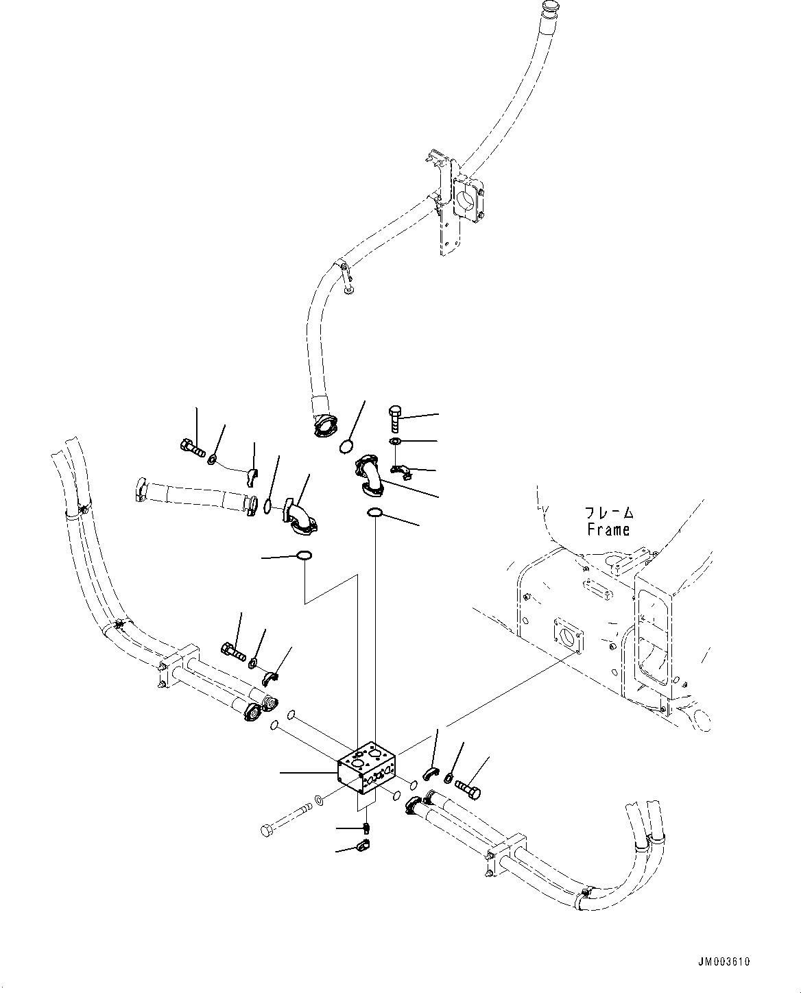 Komatsu parts book diagram for HD1500-7 S/N 80138-UP (-40 deg C) Chassis only: BRAKE OIL COOLING PIPING, MANIFOLD (#80138-)
