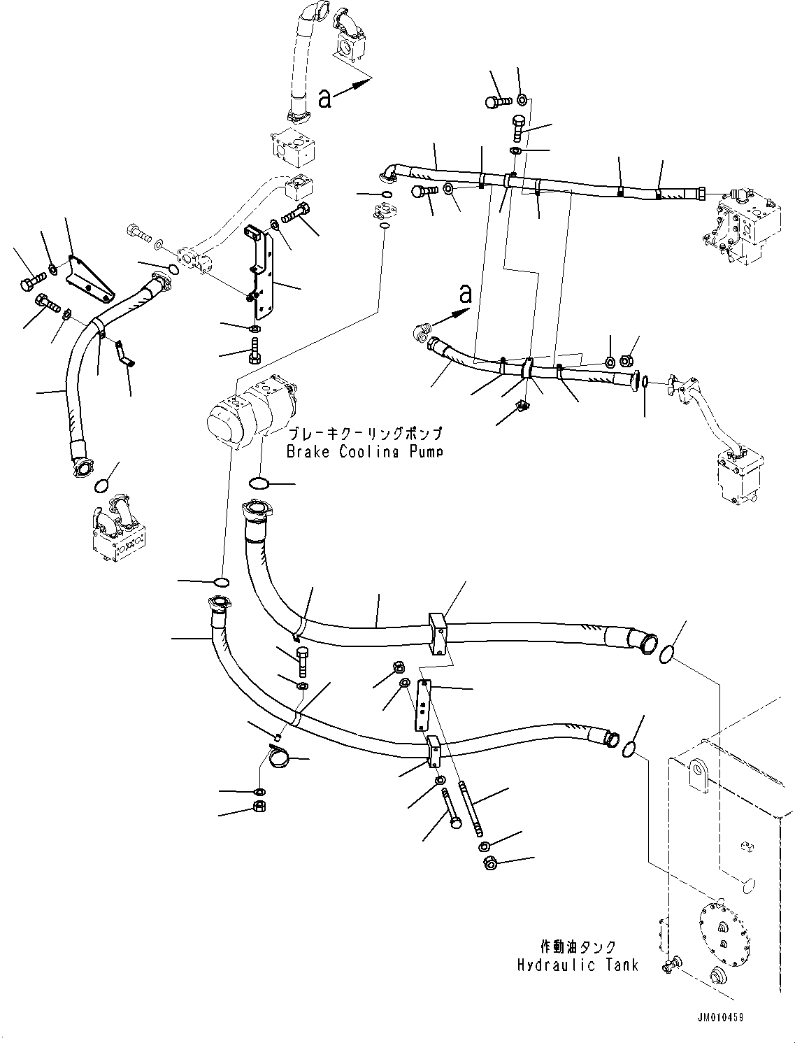 Komatsu parts book diagram for HD1500-7 S/N 80138-UP (-40 deg C) Chassis only: BRAKE OIL COOLING PIPING, REAR AXLE PIPING (#80138-)