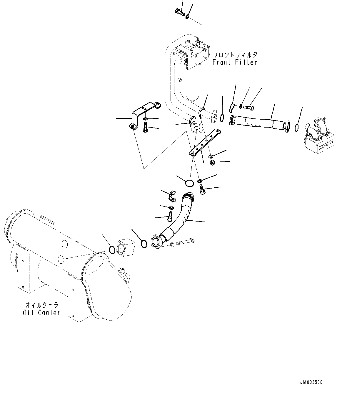 Komatsu parts book diagram for HD1500-7 S/N 80138-UP (-40 deg C) Chassis only: BRAKE OIL COOLING PIPING, OIL COOLER PIPING (#80138-)