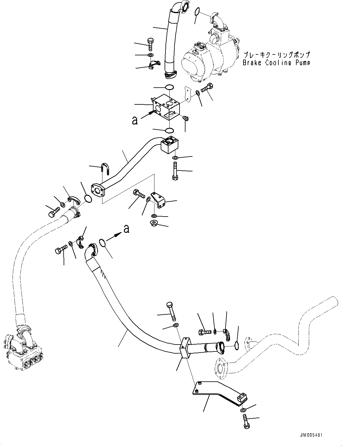 Komatsu parts book diagram for HD1500-7 S/N 80138-UP (-40 deg C) Chassis only: BRAKE OIL COOLING PIPING, FRONT FILTER COVER (#80138-)