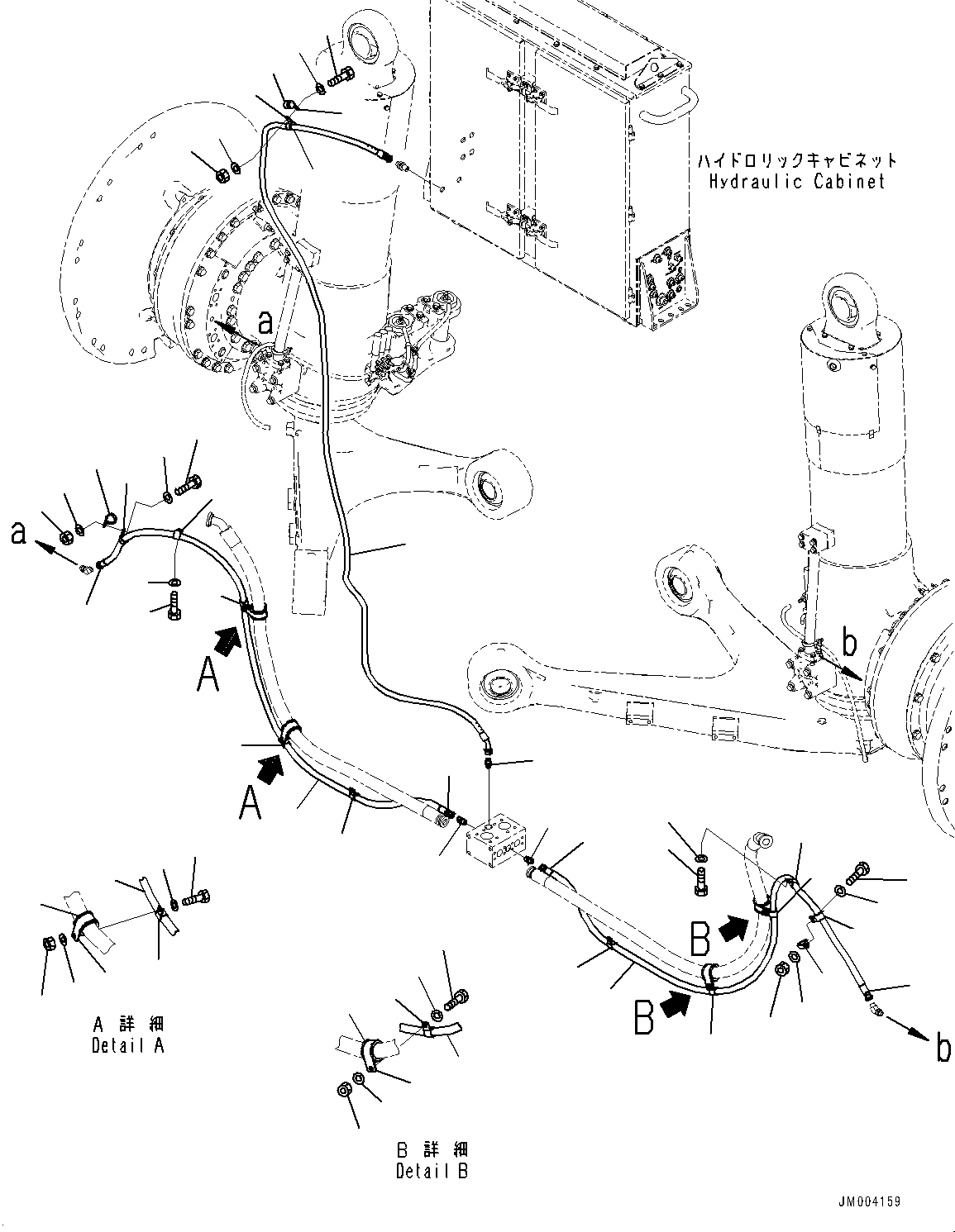 Komatsu parts book diagram for HD1500-7 S/N 80138-UP (-40 deg C) Chassis only: BRAKE PIPING, FRONT (#80138-)