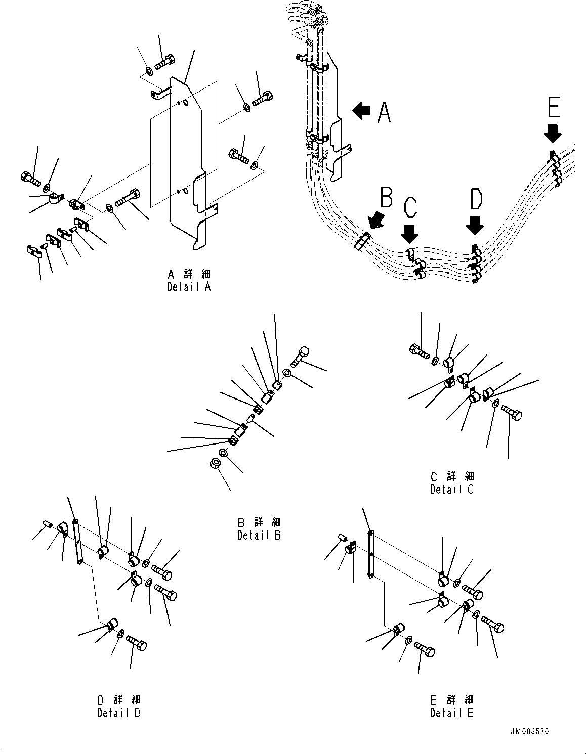 Komatsu parts book diagram for HD1500-7 S/N 80138-UP (-40 deg C) Chassis only: BRAKE PIPING, SHUTTLE VALVE (#80138-)