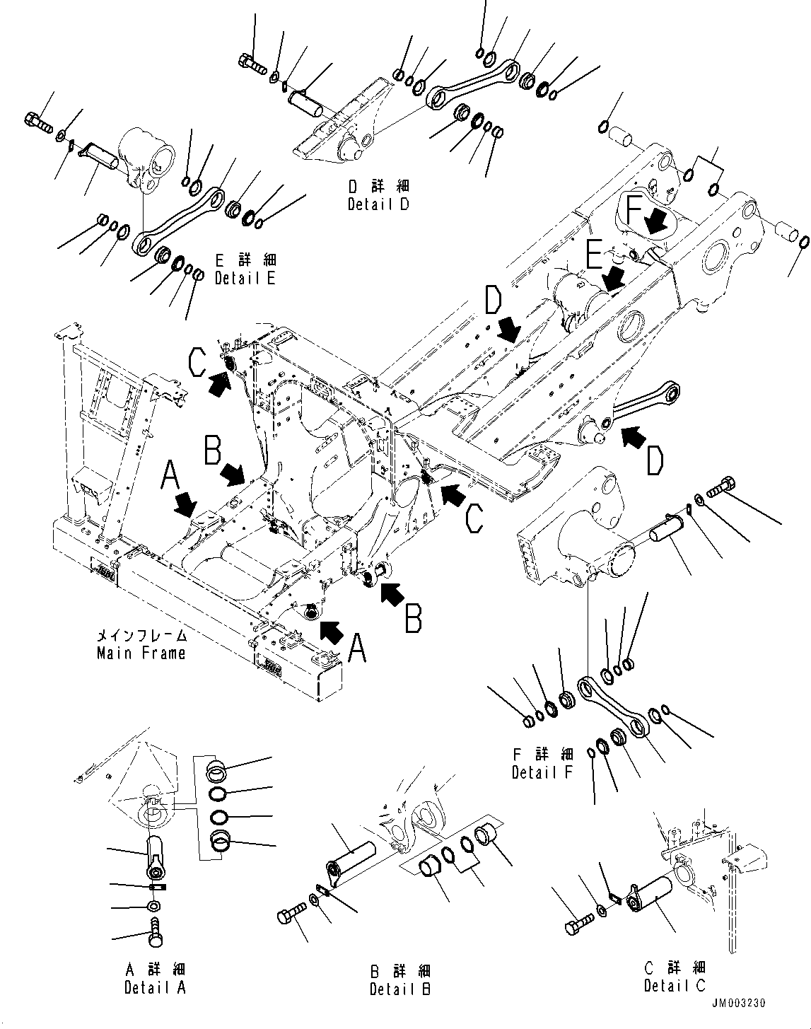 Komatsu parts book diagram for HD1500-7 S/N 80138-UP (-40 deg C) Chassis only: MAIN FRAME, AXLE SUPPORT (#80126-)