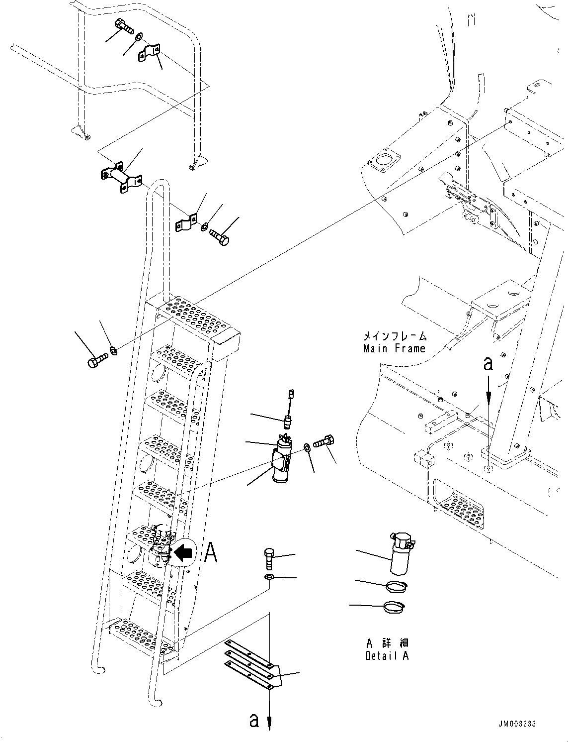 Komatsu parts book diagram for HD1500-7 S/N 80138-UP (-40 deg C) Chassis only: LADDER, AIR CONDITIONER ACCUMULATOR (#80138-)