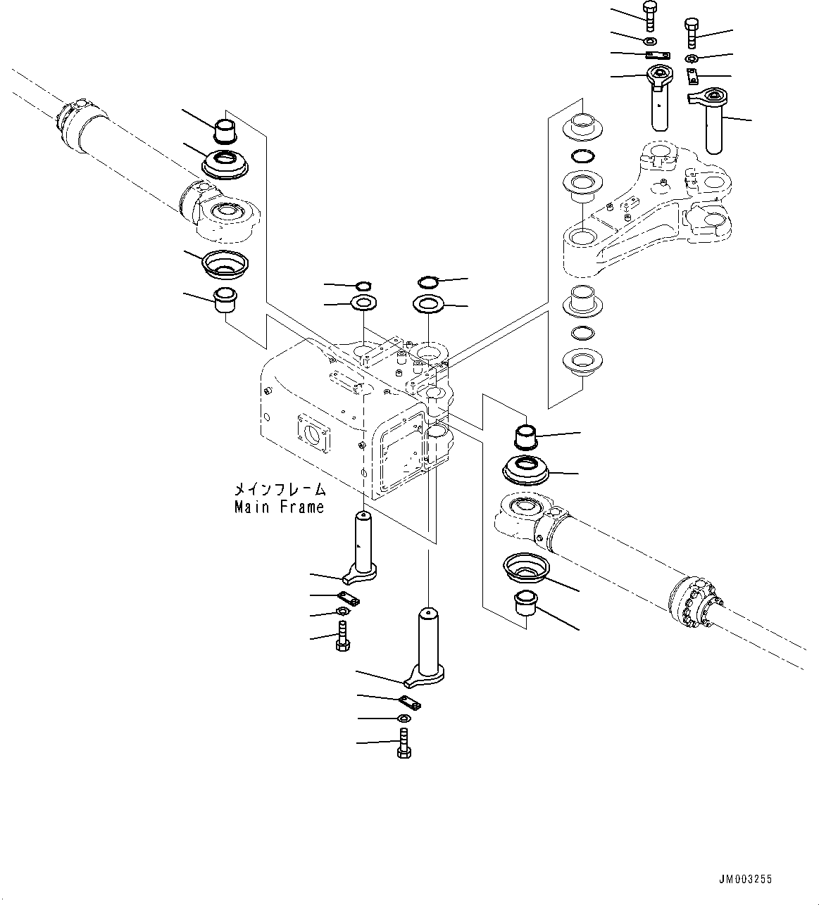 Komatsu parts book diagram for HD1500-7 S/N 80138-UP (-40 deg C) Chassis only: STEERING CYLINDER, PIN (#80138-)