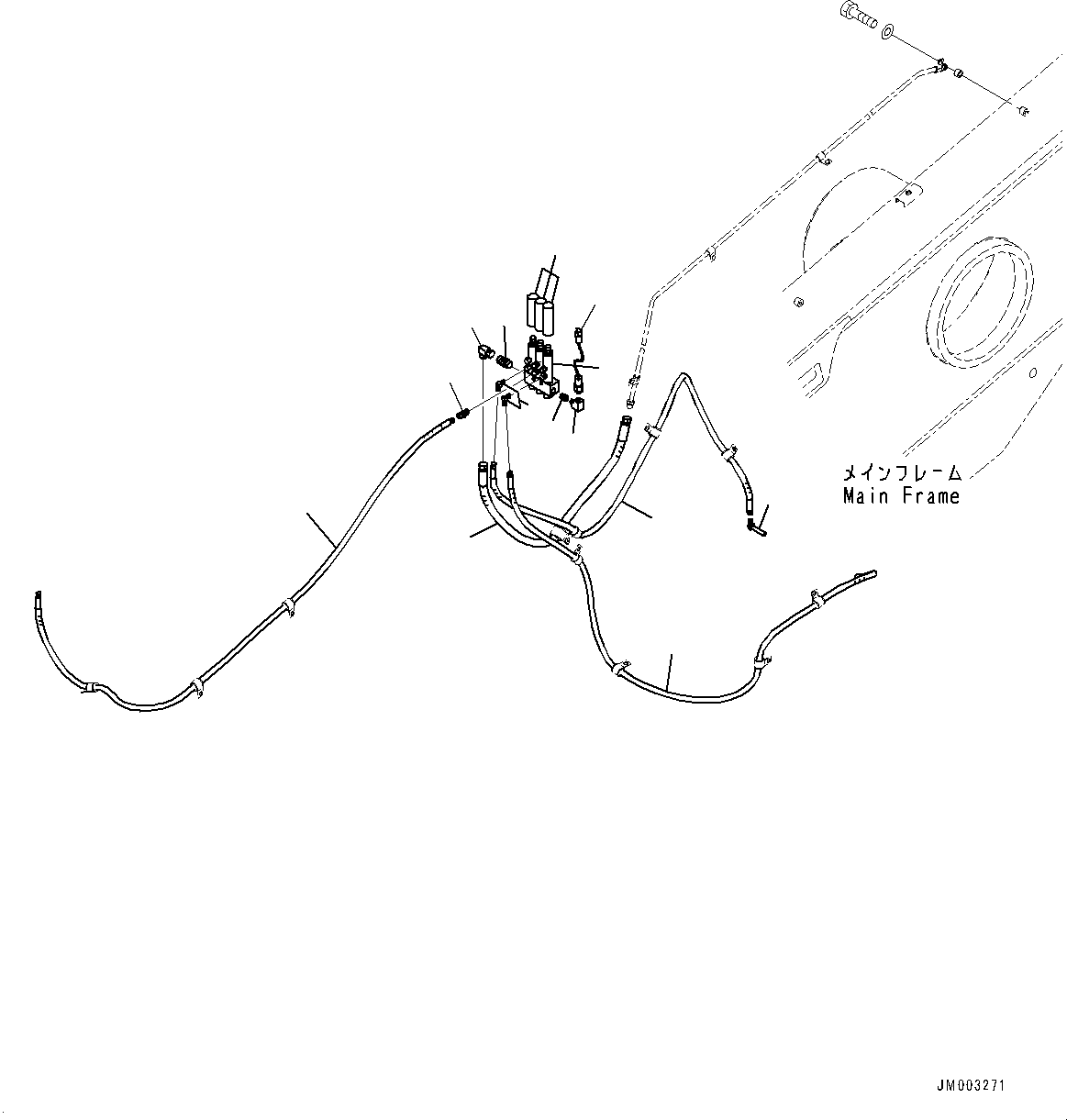 Komatsu parts book diagram for HD1500-7 S/N 80138-UP (-40 deg C) Chassis only: LUBRICATION PIPING L.H., (1/2) (#80138-)