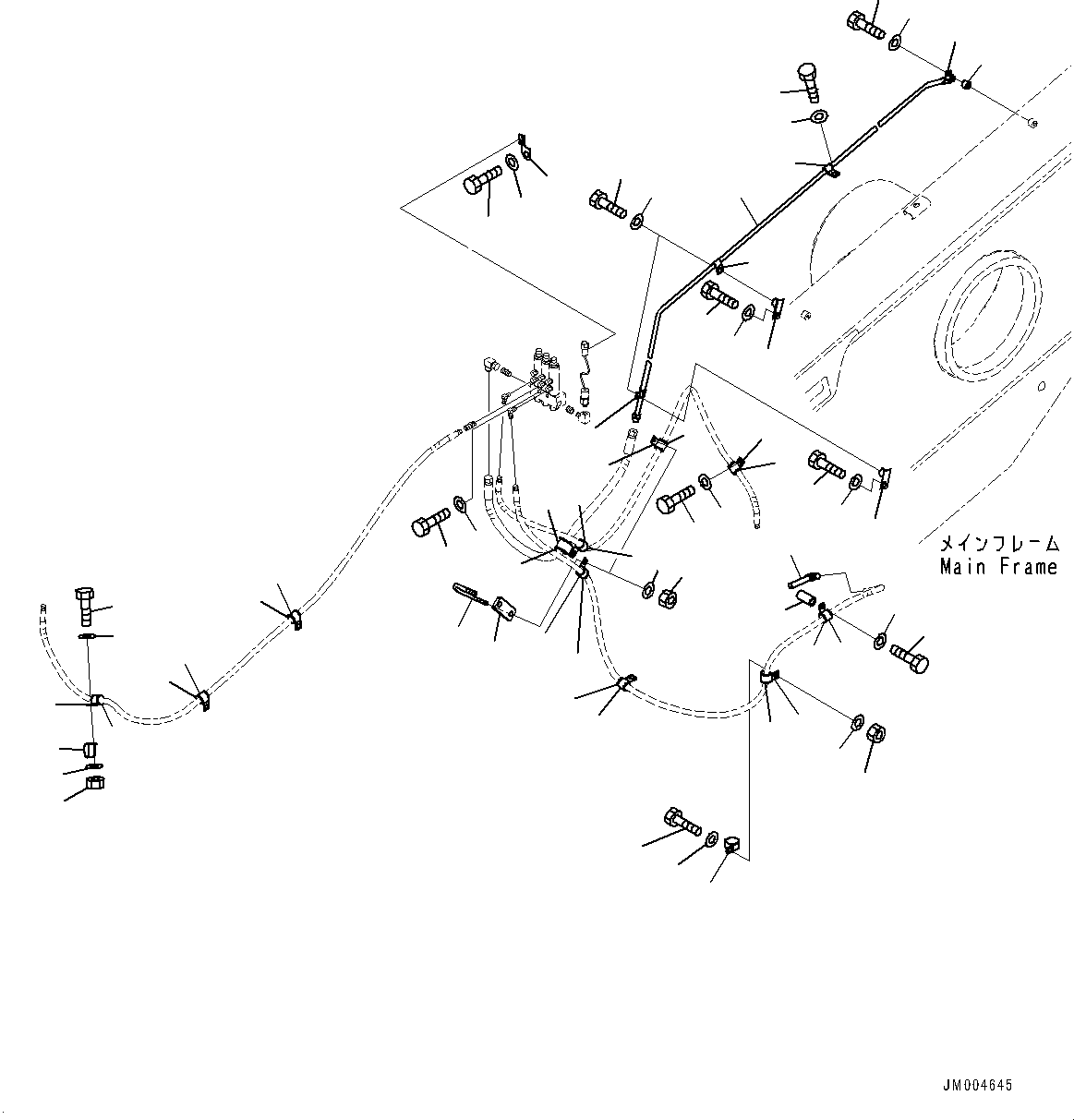 Komatsu parts book diagram for HD1500-7 S/N 80138-UP (-40 deg C) Chassis only: LUBRICATION PIPING L.H., (2/2) (#80138-)