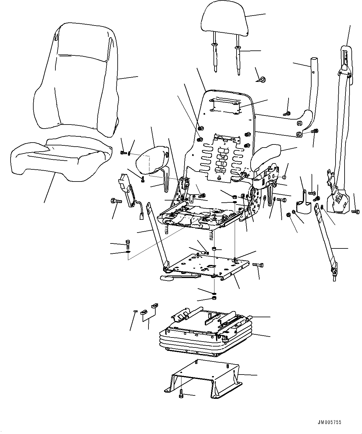 Komatsu parts book diagram for HD1500-7 S/N 80138-UP (-40 deg C) Chassis only: CAB, OPERATOR'S SEAT (#80138-)
