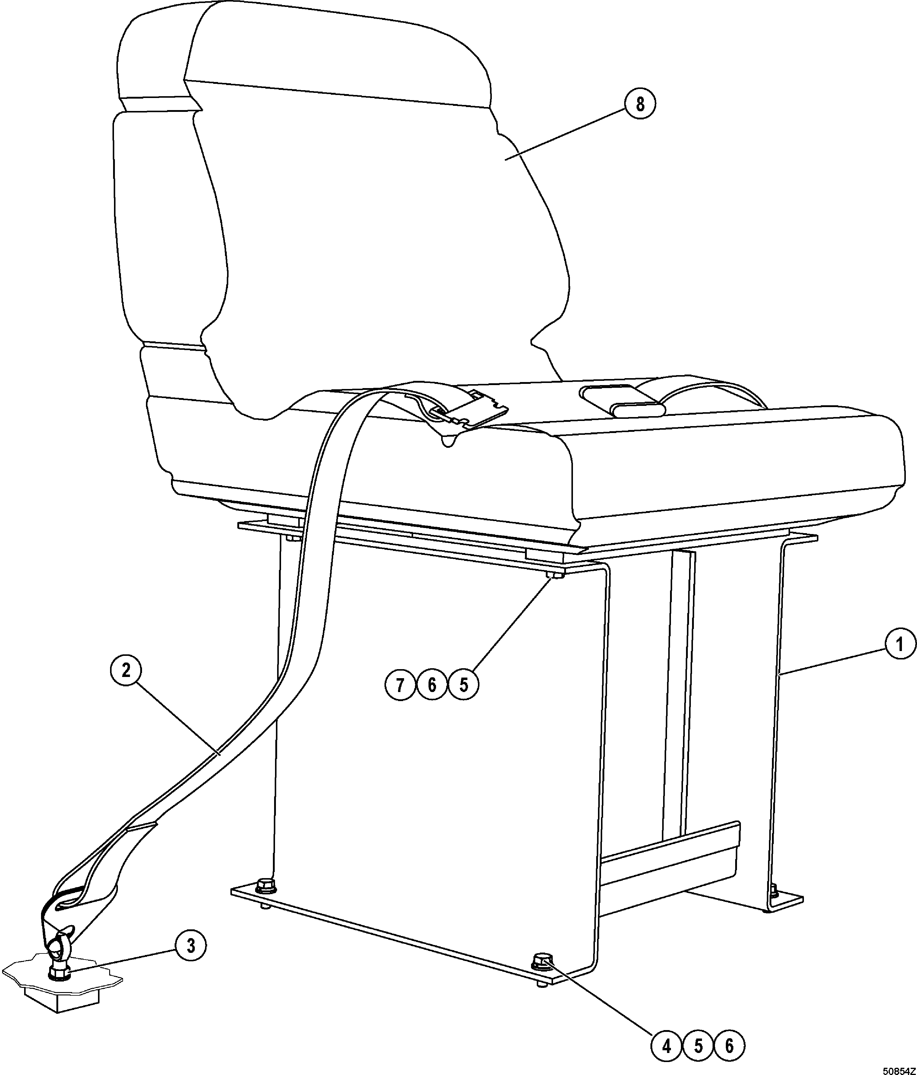 Komatsu parts book diagram for HD1500-7 S/N 80138-UP (-40 deg C) Chassis only: CAB, AUXILIARY SEAT (#80138-)