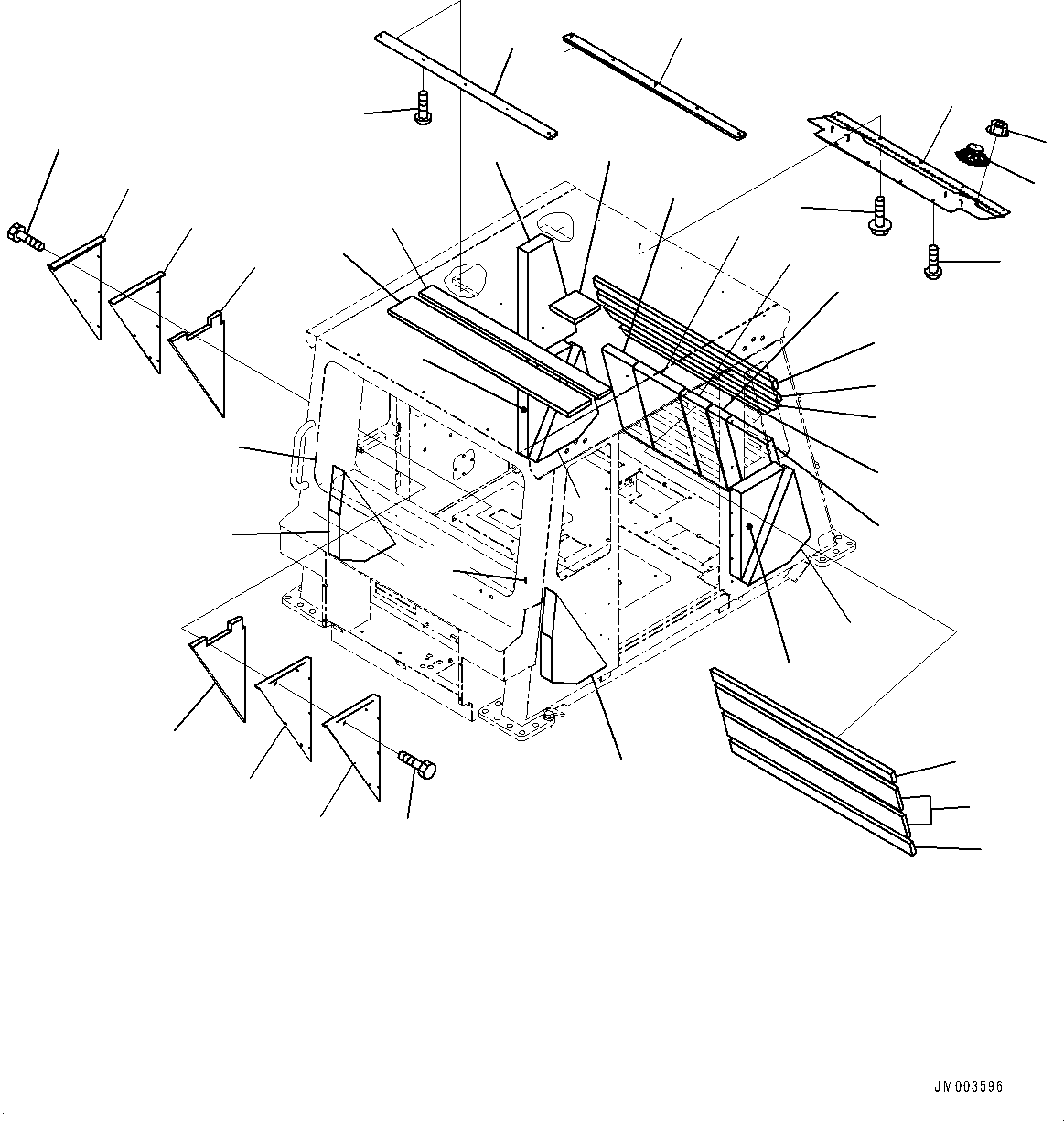 Komatsu parts book diagram for HD1500-7 S/N 80138-UP (-40 deg C) Chassis only: CAB, CUSHION (#80138-)