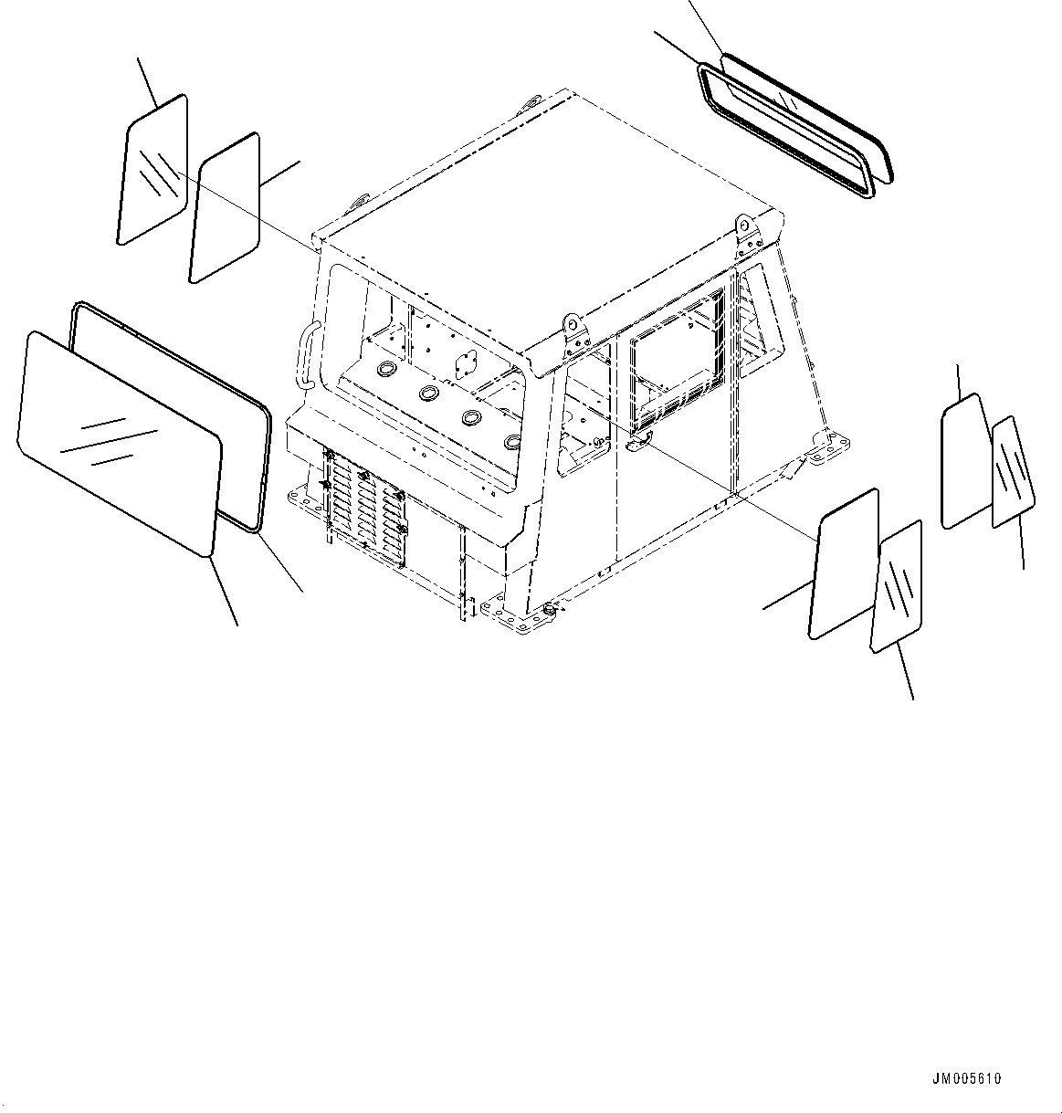 Komatsu parts book diagram for HD1500-7 S/N 80138-UP (-40 deg C) Chassis only: CAB, GLASS WINDOW (#80138-)