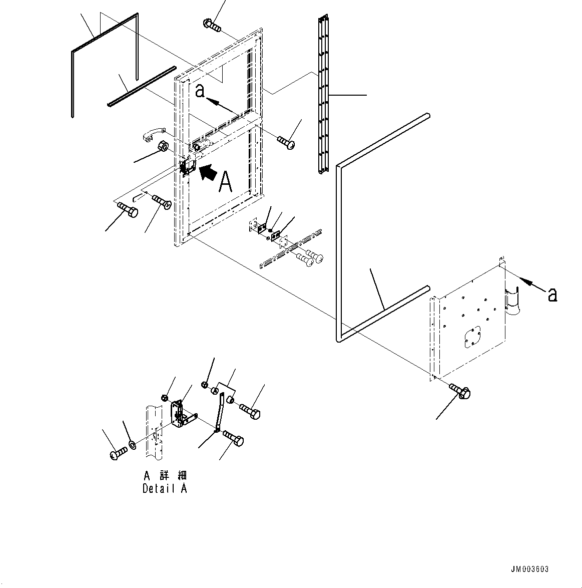 Komatsu parts book diagram for HD1500-7 S/N 80138-UP (-40 deg C) Chassis only: CAB, DOOR, R.H. (1/2) (#80138-)