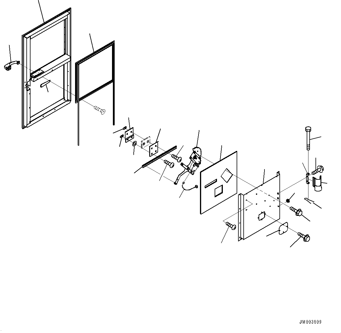 Komatsu parts book diagram for HD1500-7 S/N 80138-UP (-40 deg C) Chassis only: CAB, DOOR, R.H. (2/2) (#80138-)