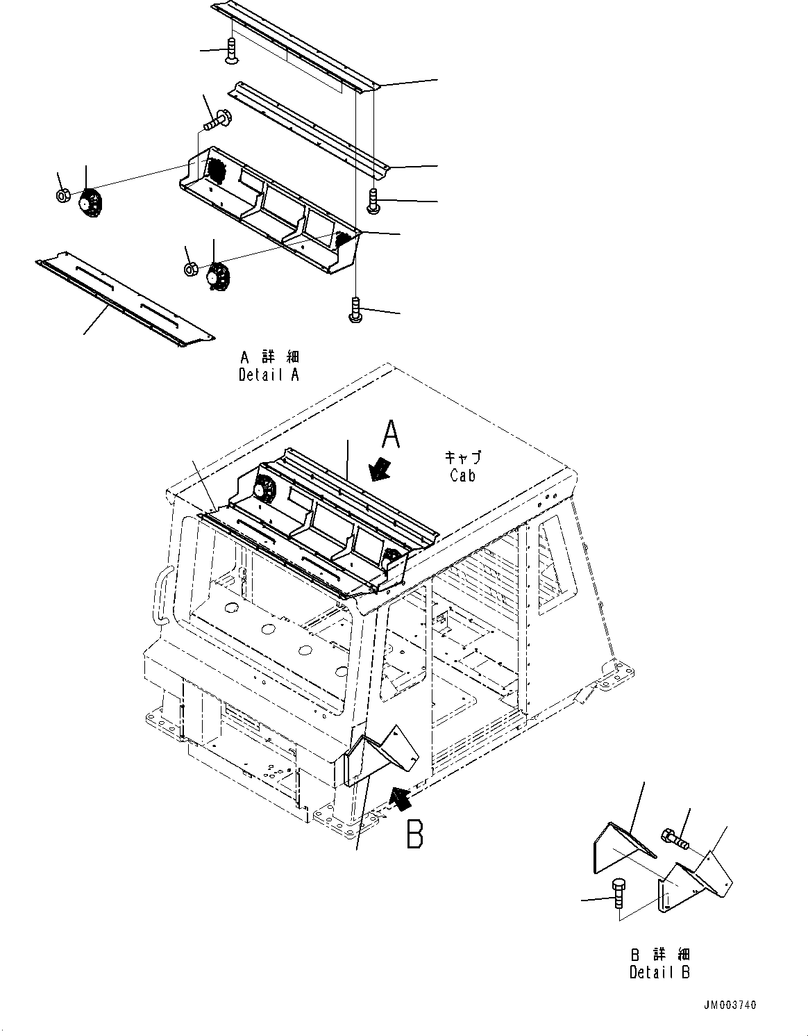 Komatsu parts book diagram for HD1500-7 S/N 80138-UP (-40 deg C) Chassis only: CAB, INTERIOR (#80138-)