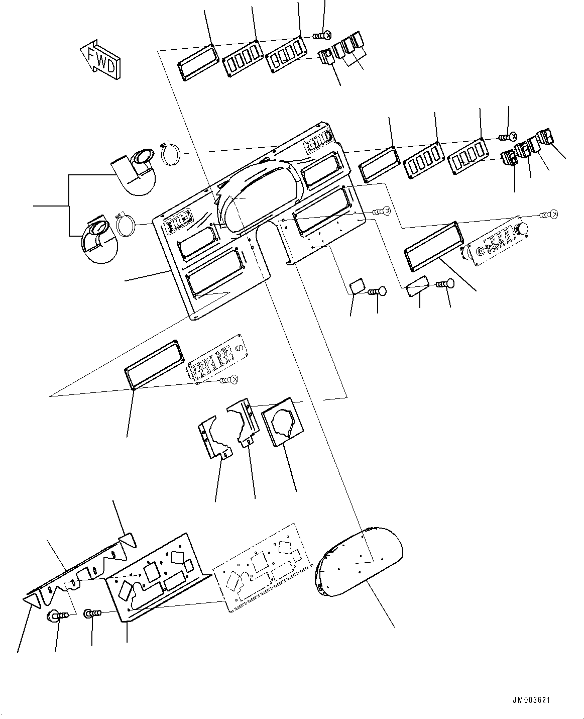 Komatsu parts book diagram for HD1500-7 S/N 80138-UP (-40 deg C) Chassis only: CAB, DASHBOARD (1/2) (#80122-)