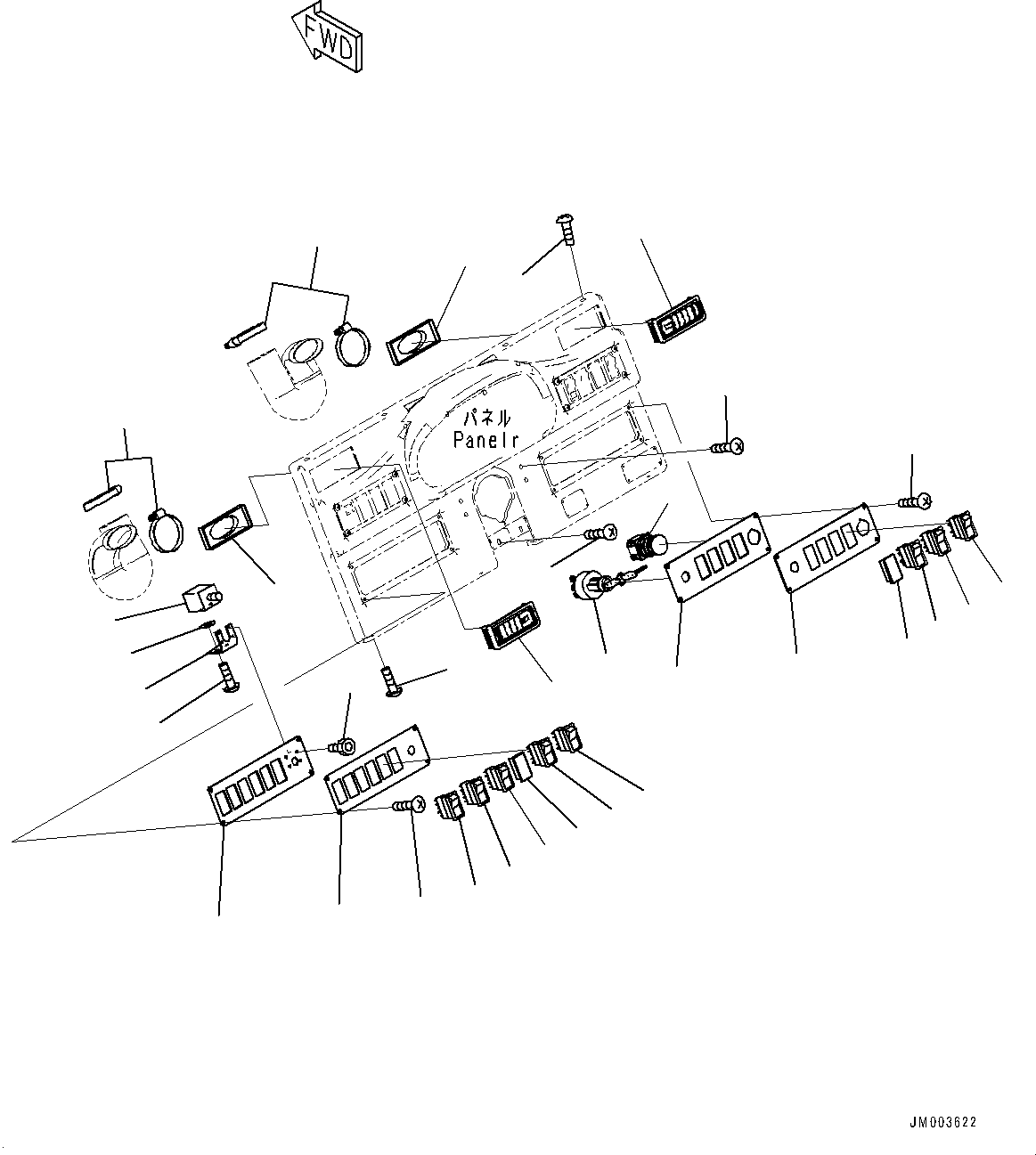 Komatsu parts book diagram for HD1500-7 S/N 80138-UP (-40 deg C) Chassis only: CAB, DASHBOARD (2/2) (#80138-)