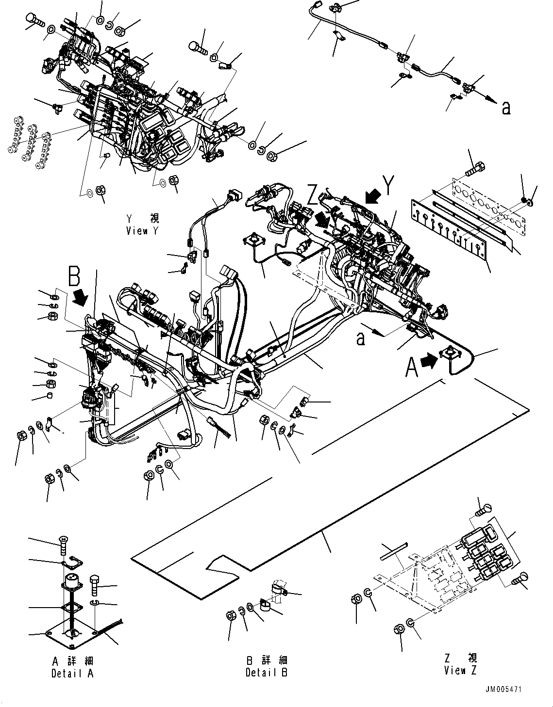 Komatsu parts book diagram for HD1500-7 S/N 80138-UP (-40 deg C) Chassis only: CAB, WIRING HARNESS (#80138-)
