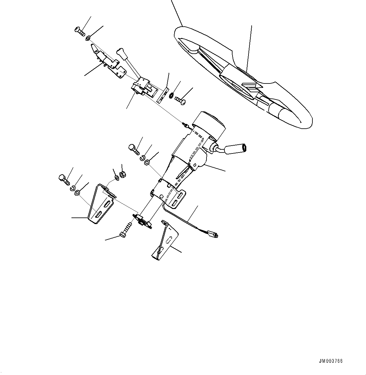 Komatsu parts book diagram for HD1500-7 S/N 80138-UP (-40 deg C) Chassis only: CAB, STEERING WHEEL AND COLUMN (#80138-)