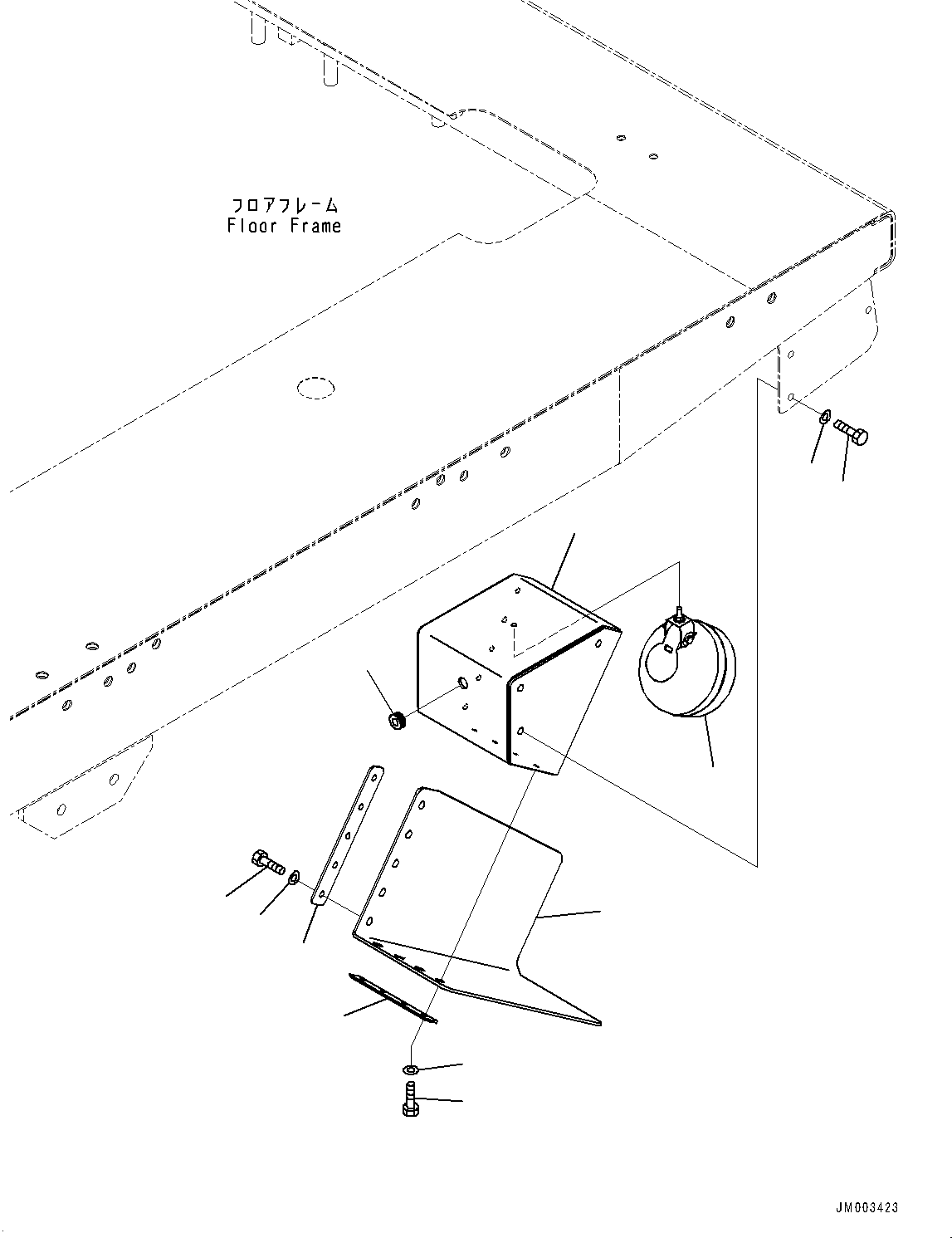 Komatsu parts book diagram for HD1500-7 S/N 80138-UP (-40 deg C) Chassis only: PLATFORM L.H., BACK-UP LAMP (#80138-80221)