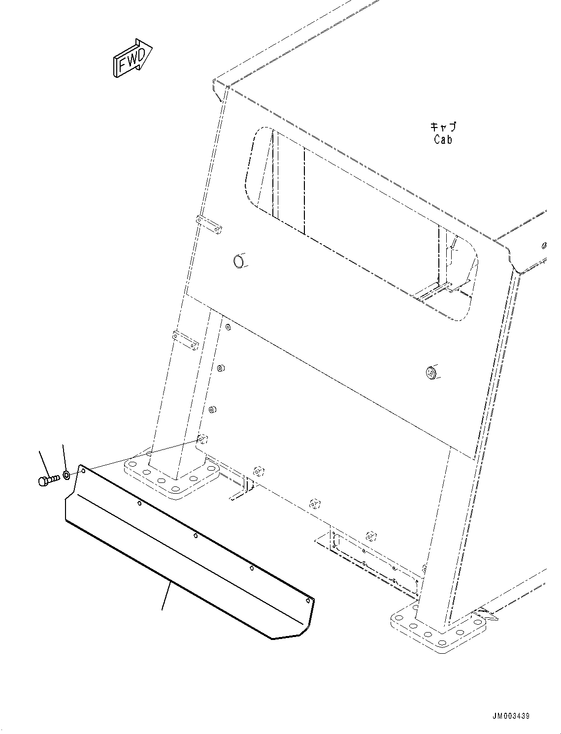 Komatsu parts book diagram for HD1500-7 S/N 80138-UP (-40 deg C) Chassis only: REAR COVER, CAB (#80138-)